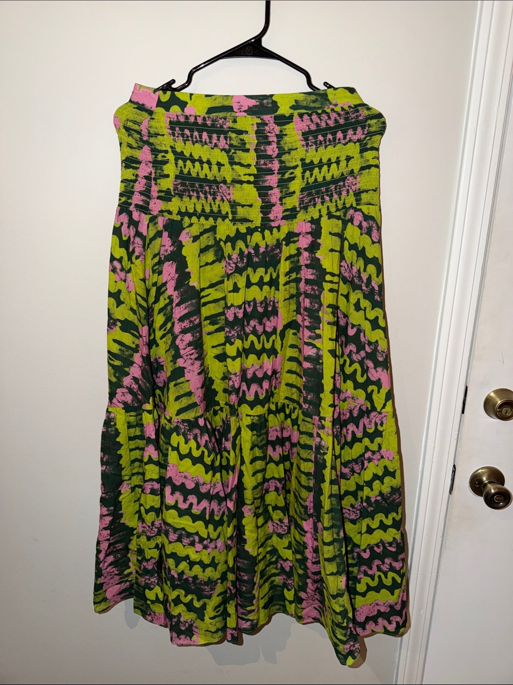 RHODE Vibrant Patterned Skirt in Lime Green & Pink